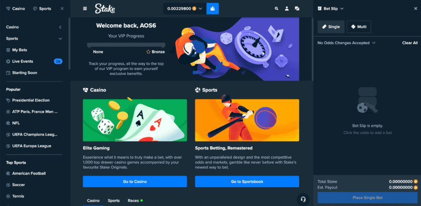 As a cryptocurrency casino, Stake Casino